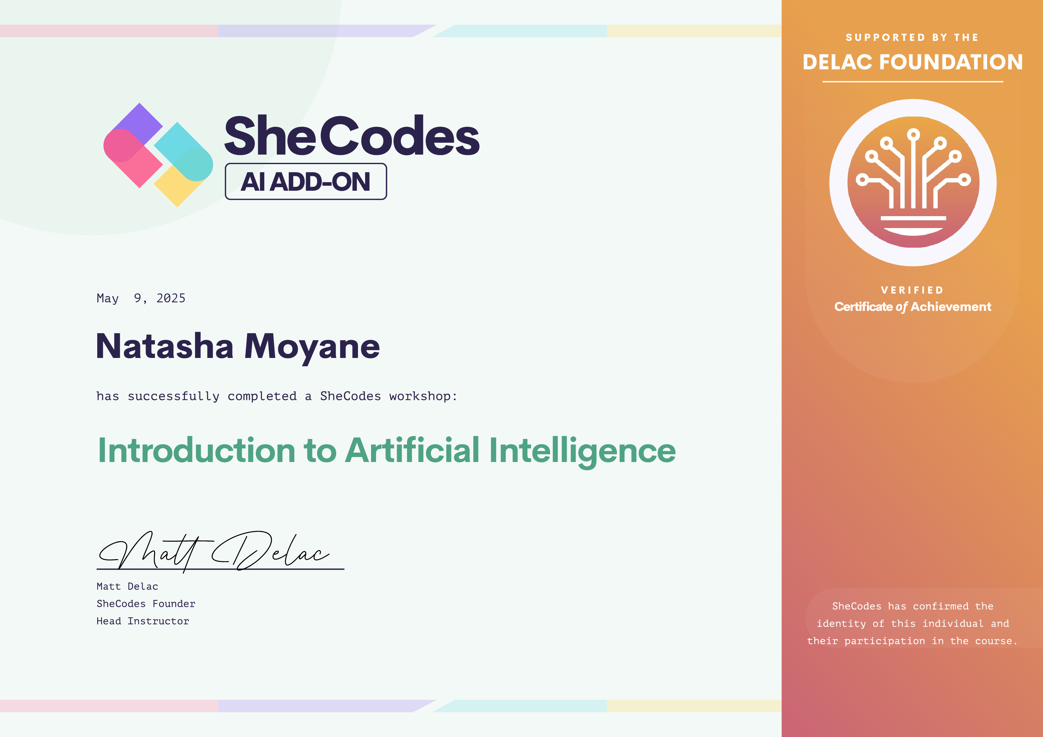 Introduction to AI certificate